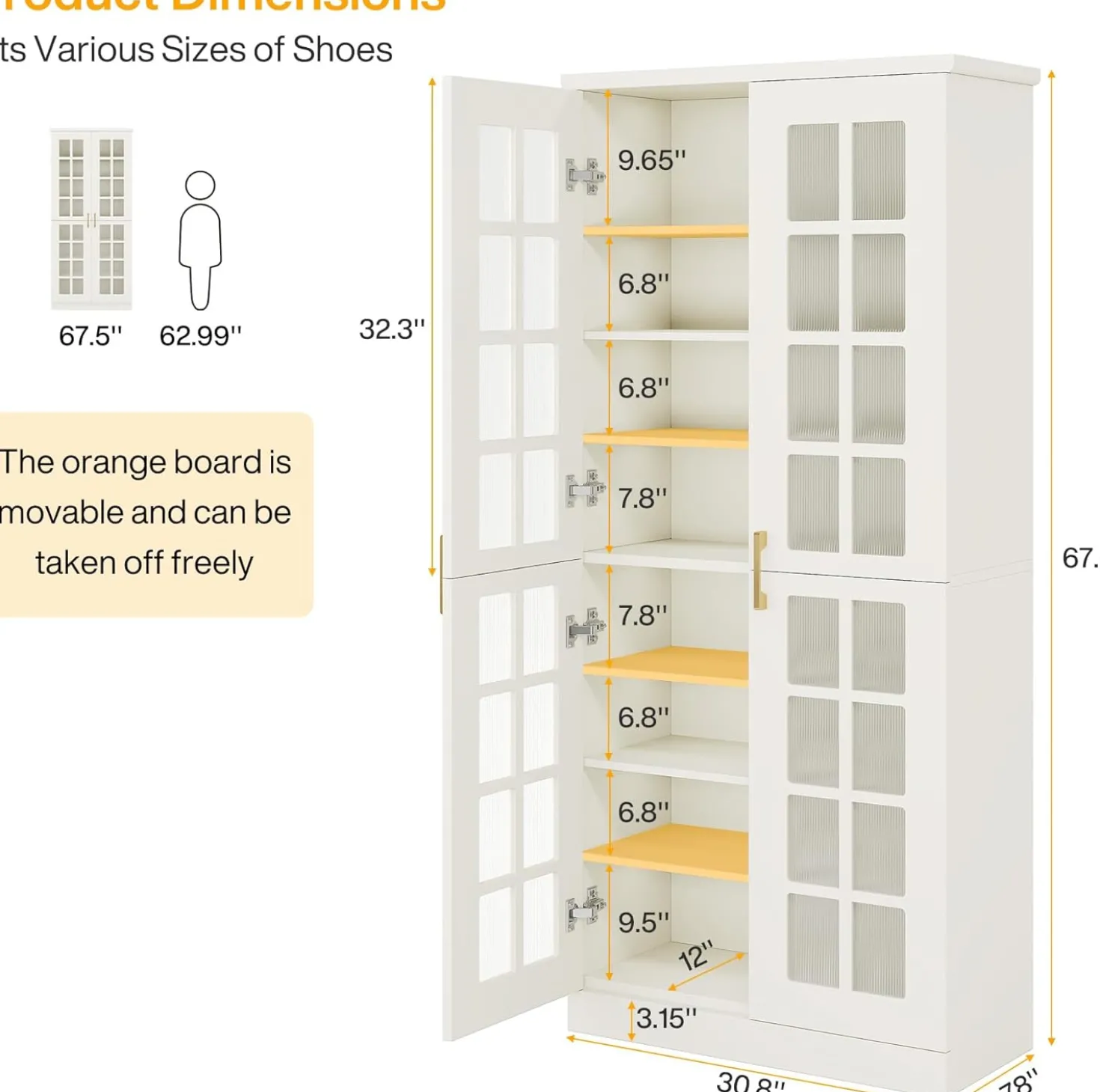Modern Shoe Cabinet, 8-Tier Shoe Storage Racks With Adjustable Shelves