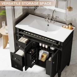 Modern Bathroom Vanity, 36" Bathroom Sink Vanity Cabinet with 3 Drawers