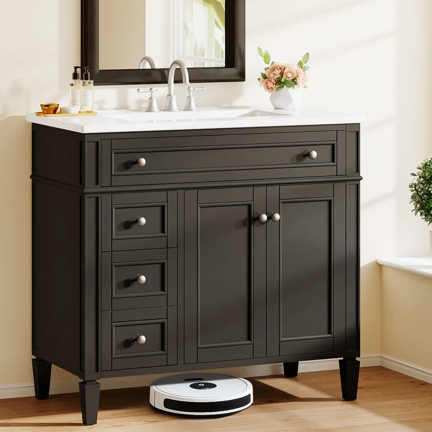 Modern Bathroom Vanity, 36" Bathroom Sink Vanity Cabinet with 3 Drawers