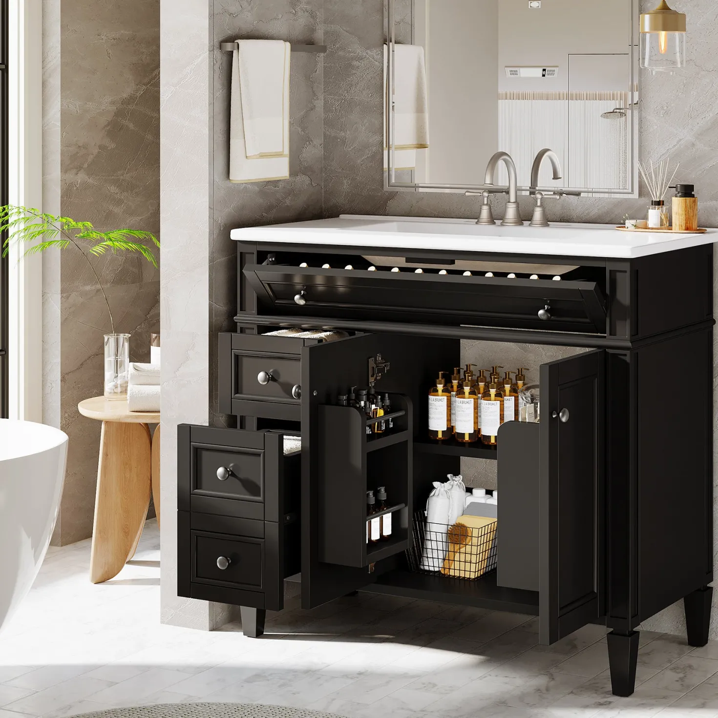 Modern Bathroom Vanity, 36" Bathroom Sink Vanity Cabinet with 3 Drawers