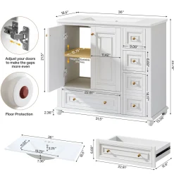 Modern Bathroom Vanity, Freestanding Bathroom Storage Vanity Cabinet with 2 Doors