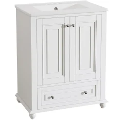 Modern Bathroom Vanity, Freestanding Bathroom Storage Vanity Cabinet with 2 Doors
