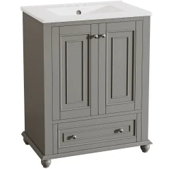 Modern Bathroom Vanity, Freestanding Bathroom Storage Vanity Cabinet with 2 Doors