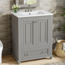 Modern Bathroom Vanity, Freestanding Bathroom Storage Vanity Cabinet with 2 Doors
