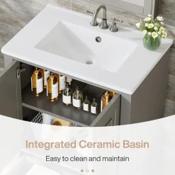 Modern Bathroom Vanity, Freestanding Bathroom Storage Vanity Cabinet with 2 Doors