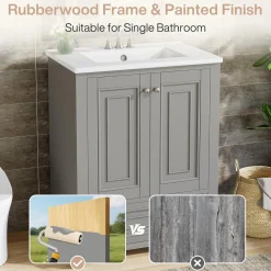 Modern Bathroom Vanity, Freestanding Bathroom Storage Vanity Cabinet with 2 Doors
