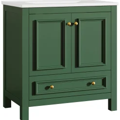 Modern Bathroom Vanity, Vanity Cabinet with Ceramic Basin and 1 Drawer