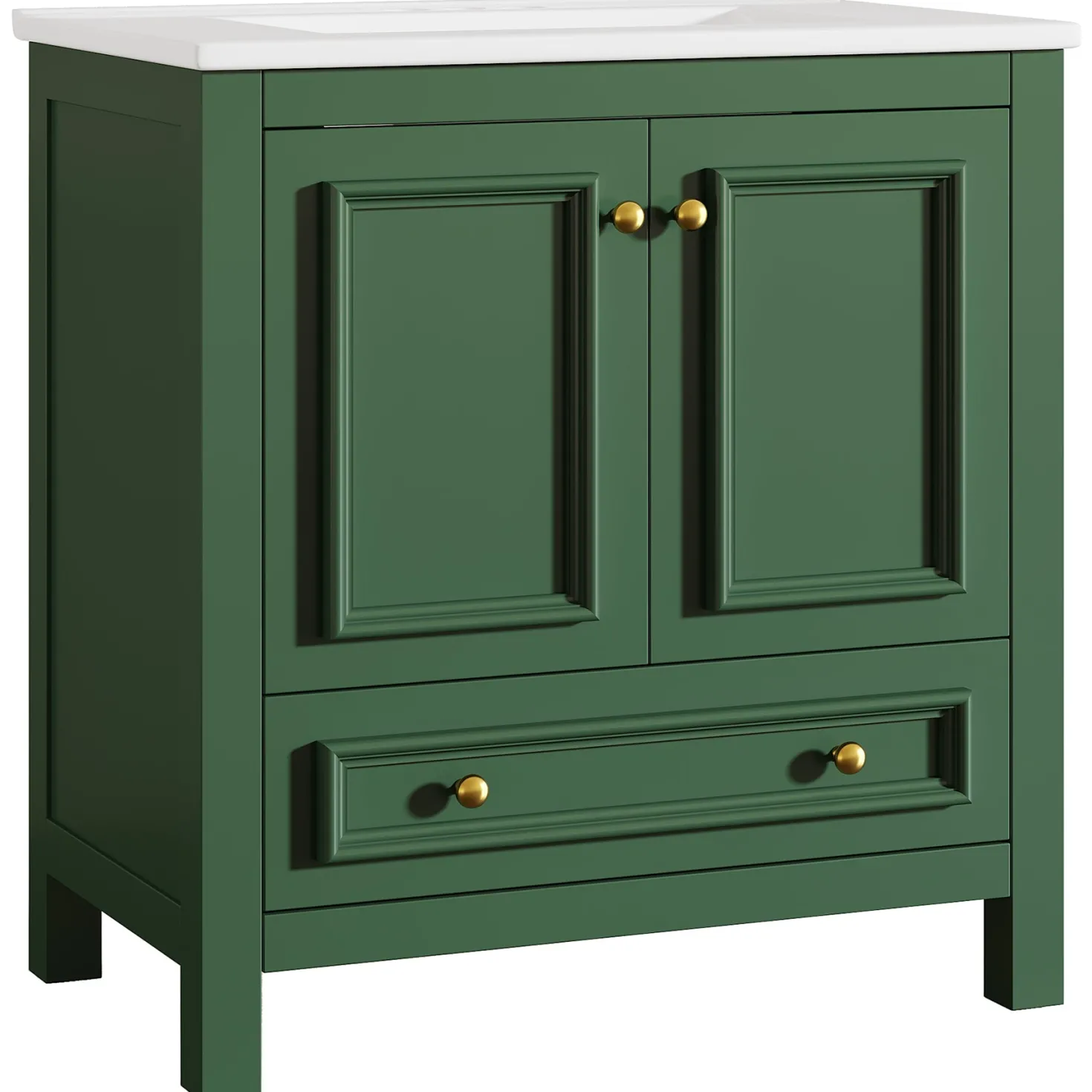 Modern Bathroom Vanity, Vanity Cabinet with Ceramic Basin and 1 Drawer
