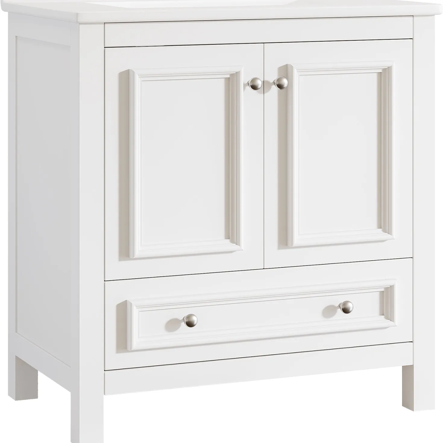 Modern Bathroom Vanity, Vanity Cabinet with Ceramic Basin and 1 Drawer