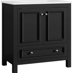 Modern Bathroom Vanity, Vanity Cabinet with Ceramic Basin and 1 Drawer