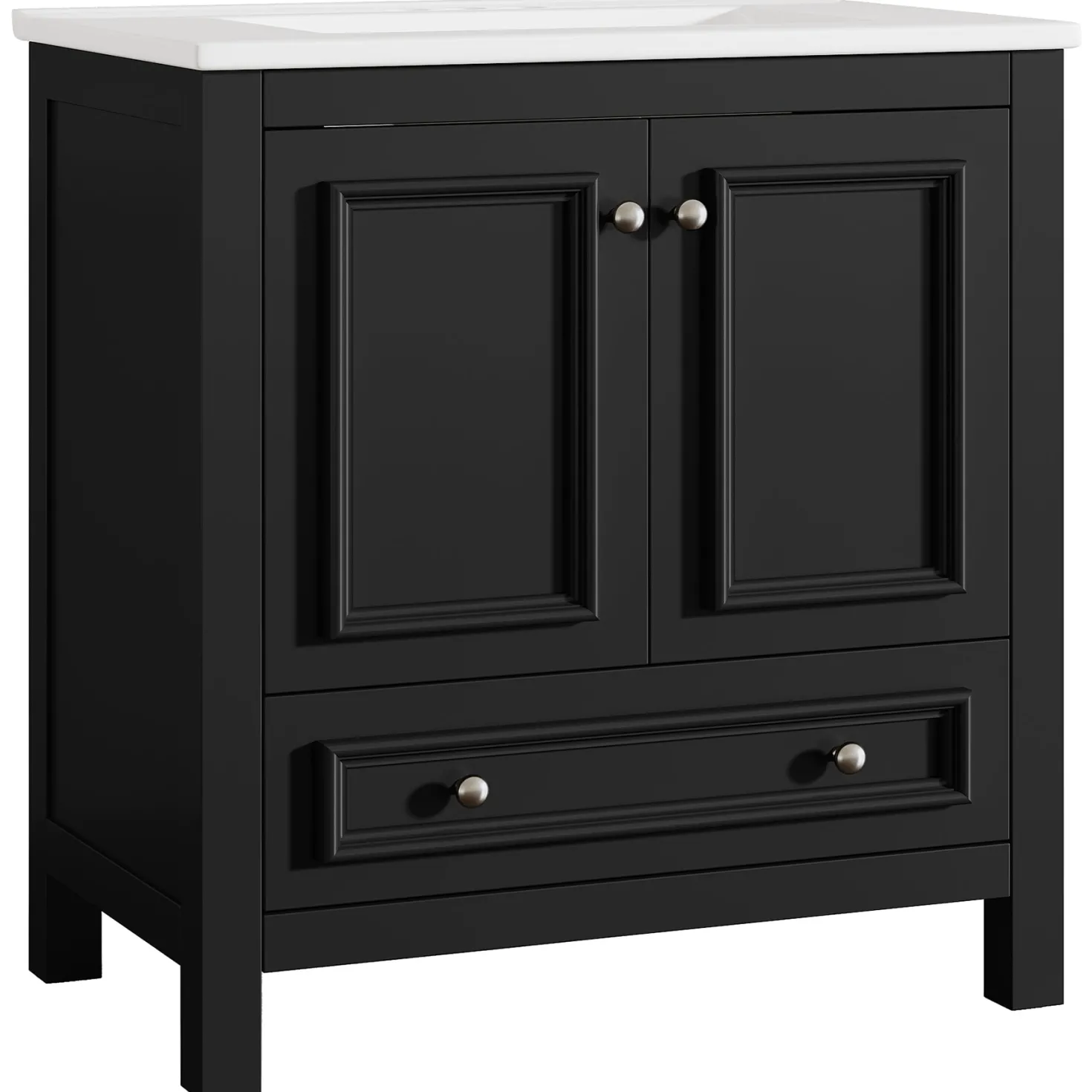 Modern Bathroom Vanity, Vanity Cabinet with Ceramic Basin and 1 Drawer