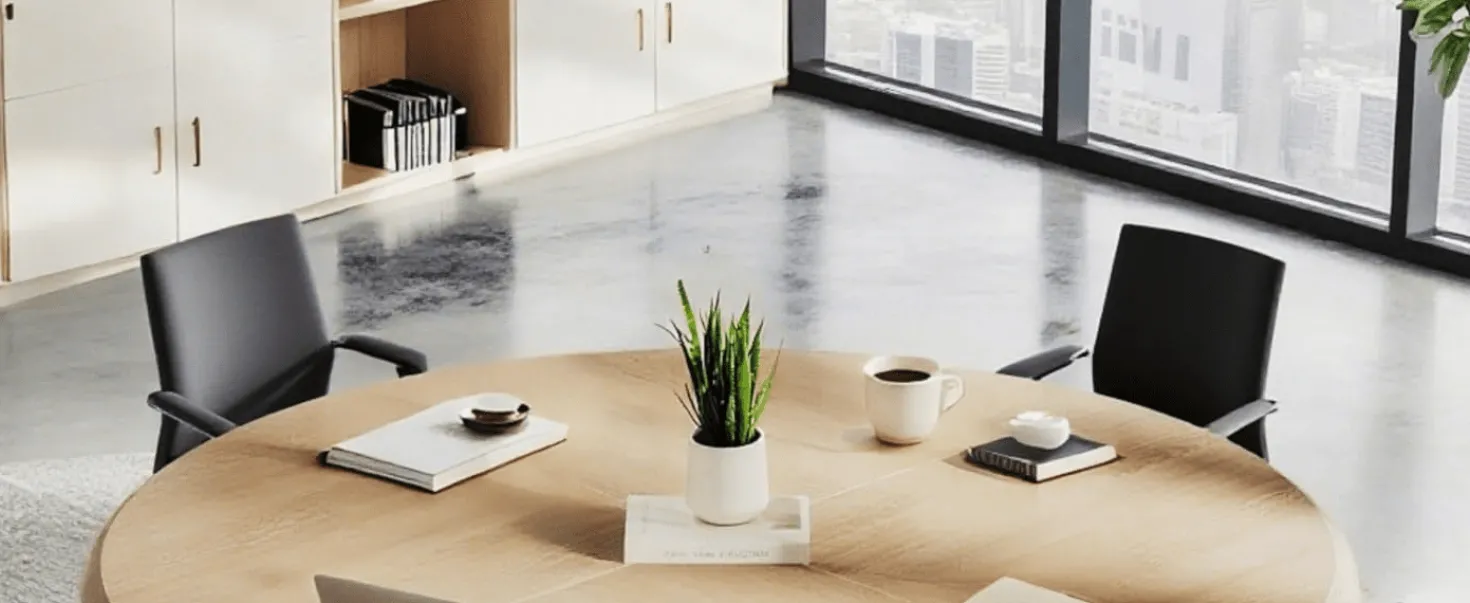 Modern Coffee Table, Flower-Shaped Center Table with Faux Marble Tabletop
