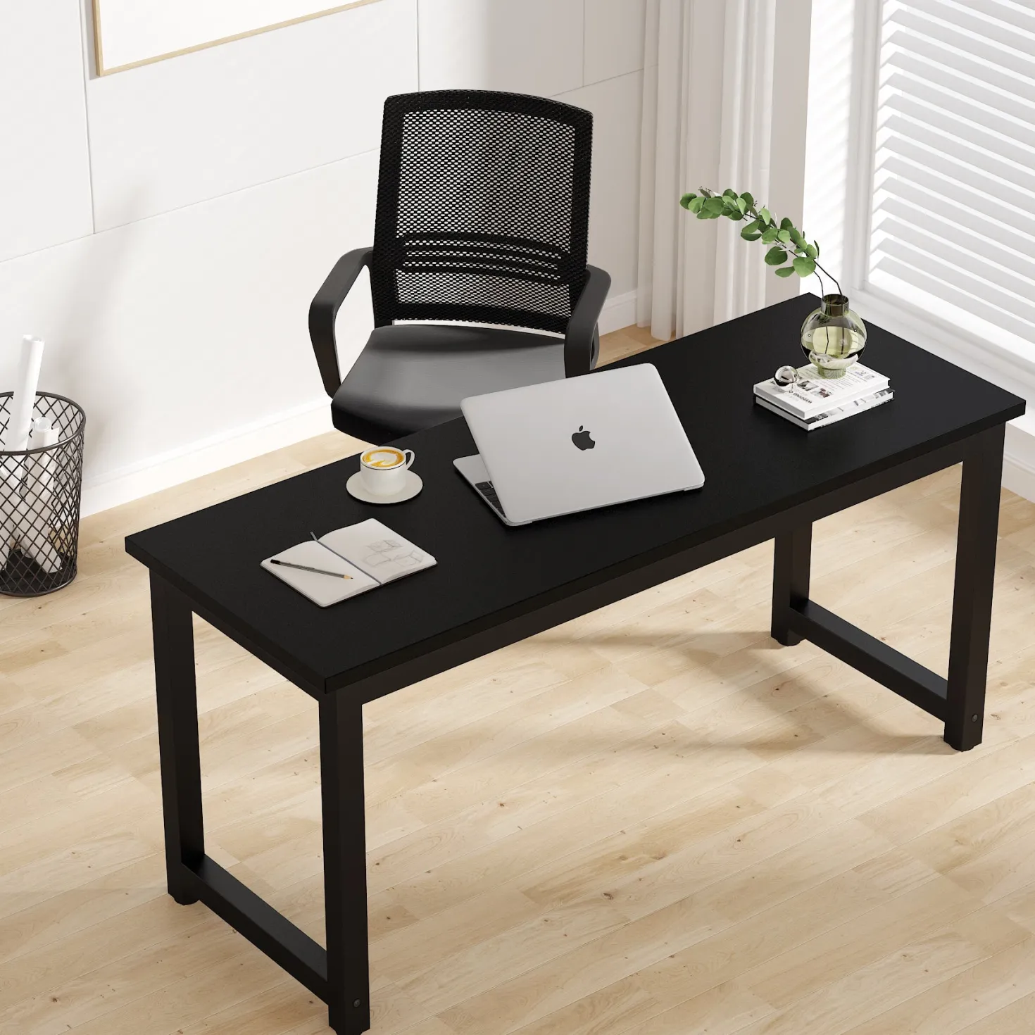 Modern Computer Desk, 63" Office Desk Study Writing Desk