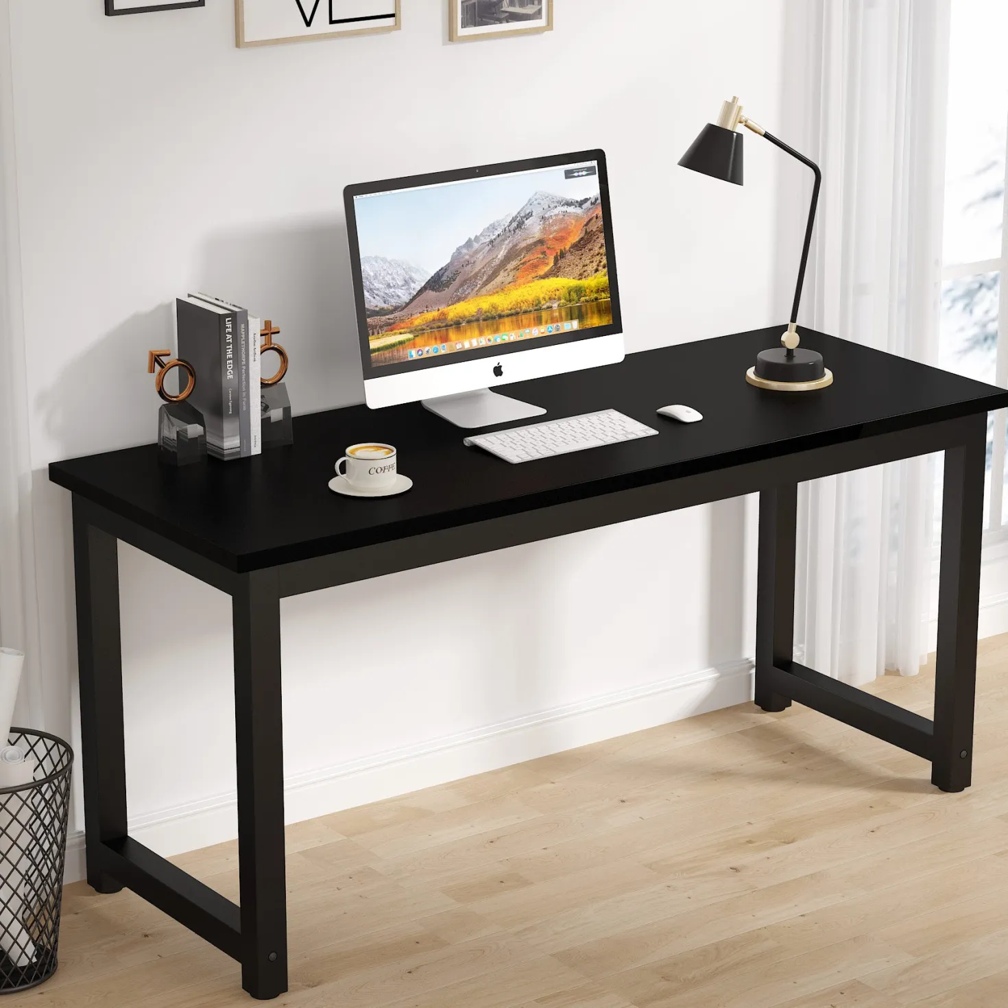 Modern Computer Desk, 63" Office Desk Study Writing Desk