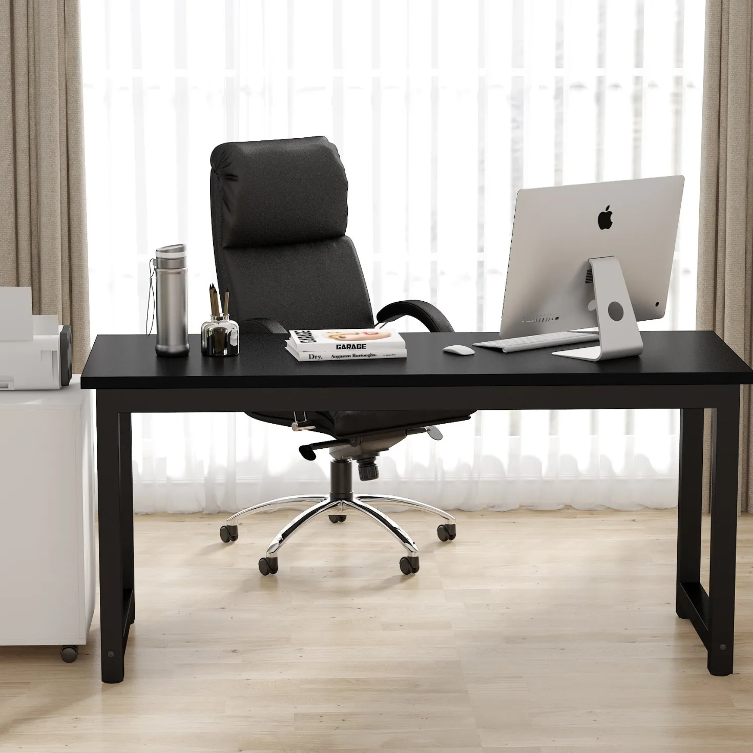 Modern Computer Desk, 63" Office Desk Study Writing Desk