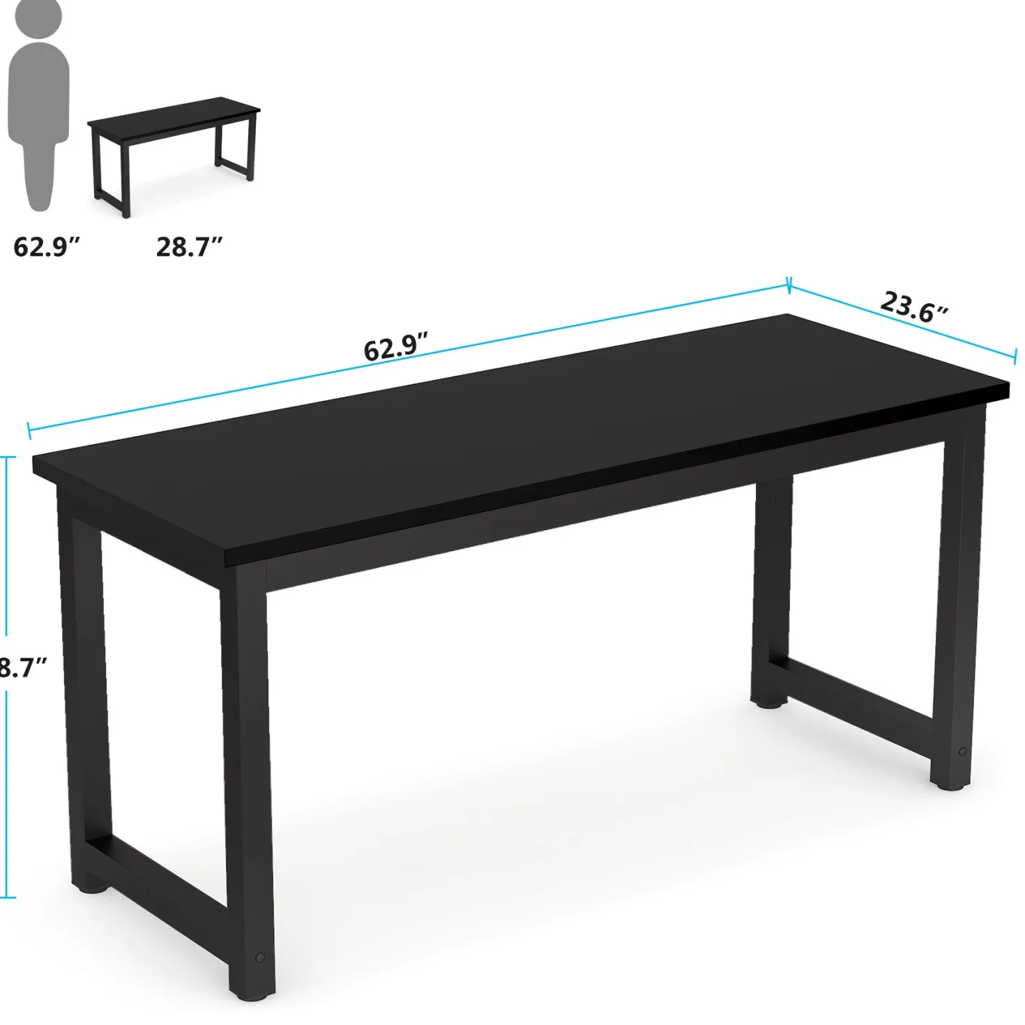Modern Computer Desk, 63" Office Desk Study Writing Desk