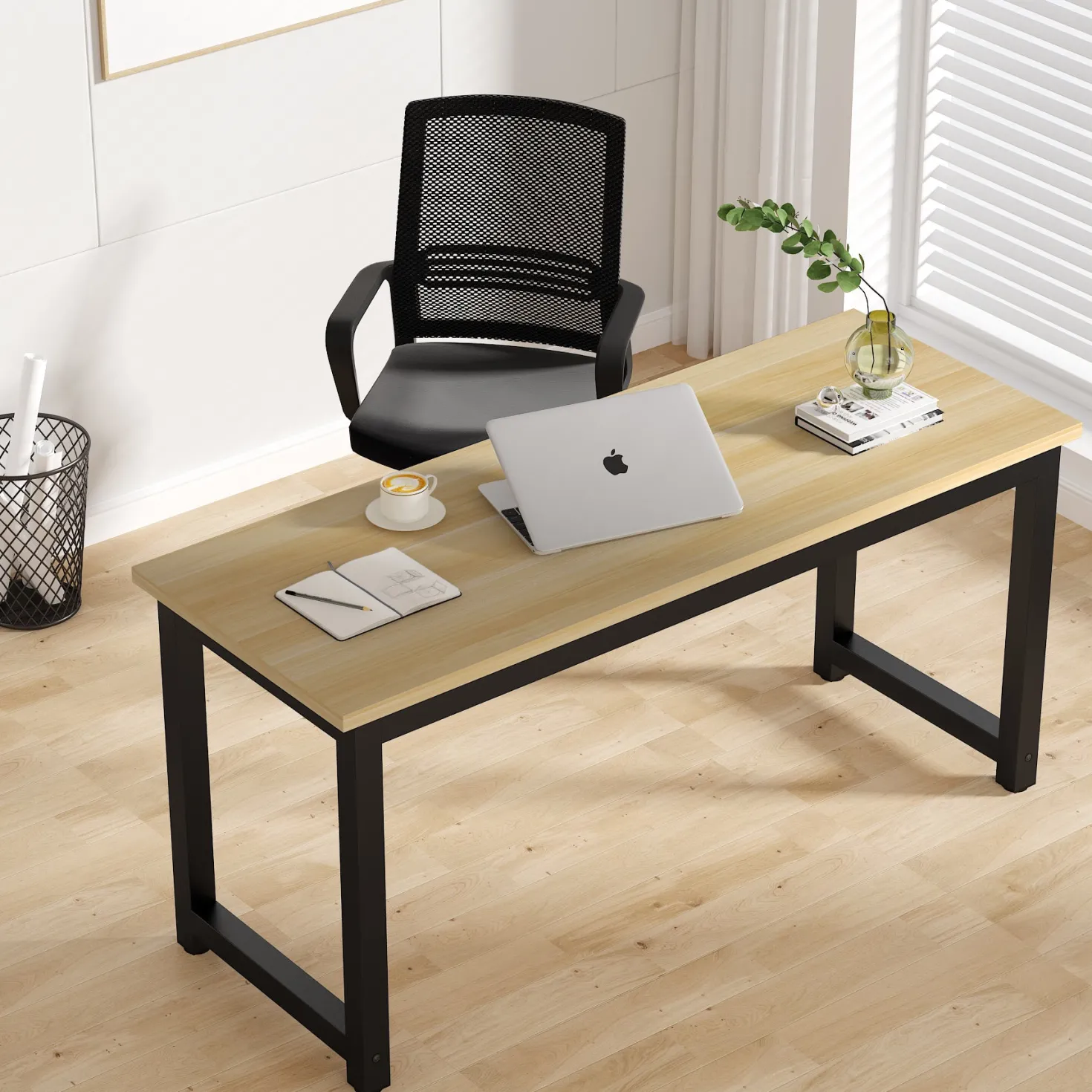 Modern Computer Desk, 63" Office Desk Study Writing Desk