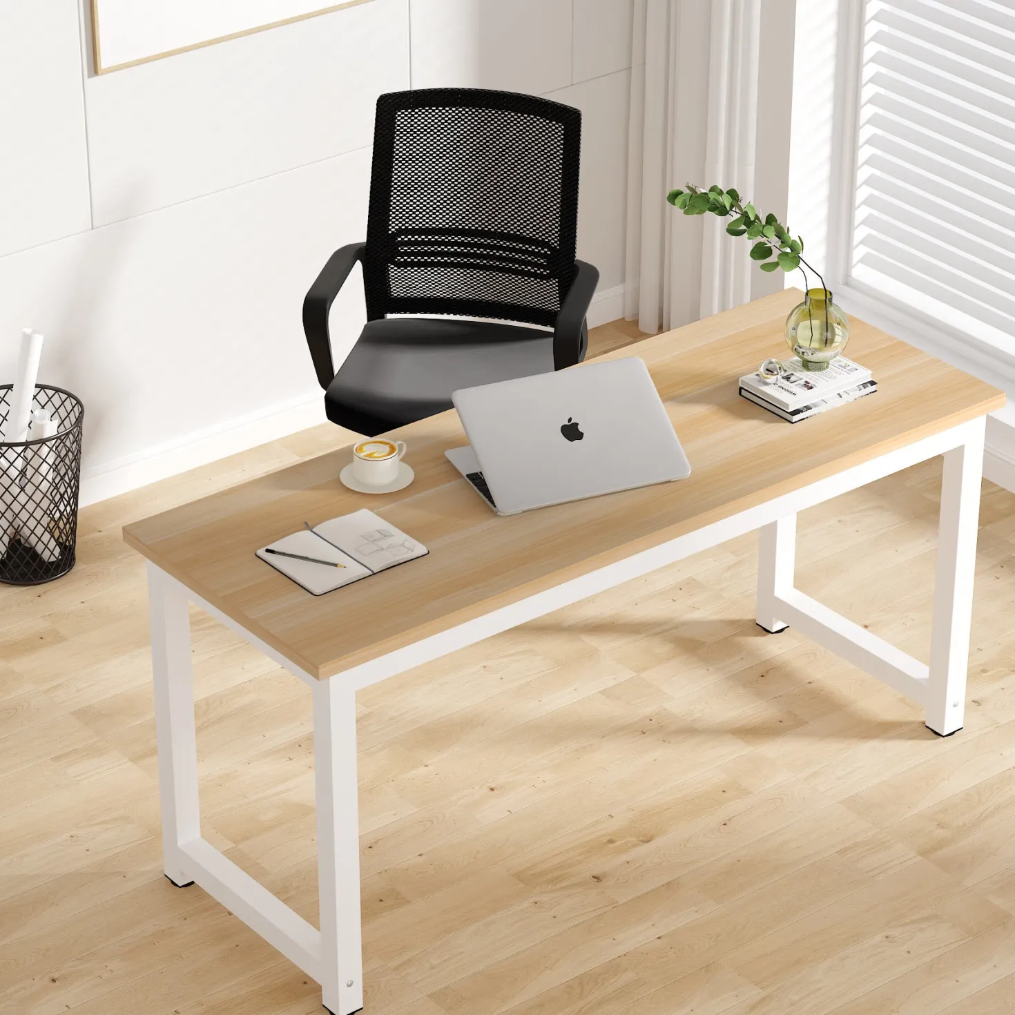 Modern Computer Desk, 63" Office Desk Study Writing Desk