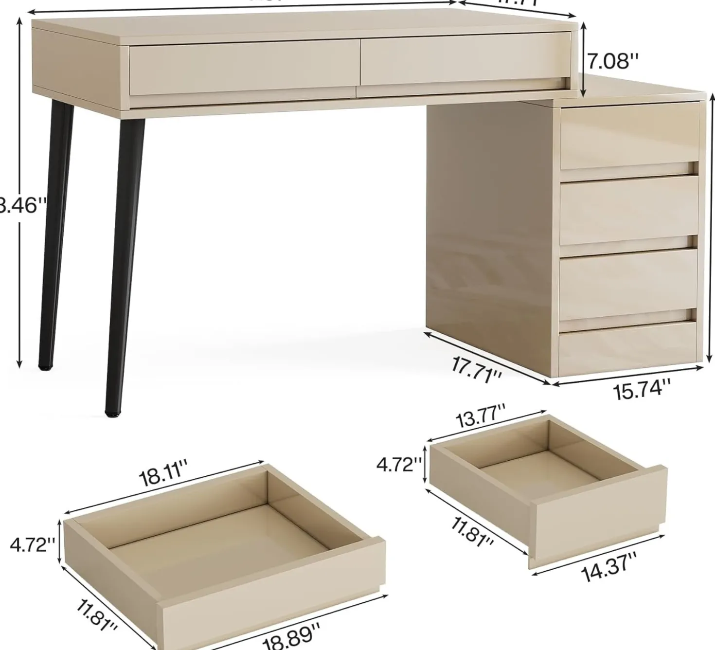 Modern Computer Desk Home Office Desk with 5 Storage Drawers