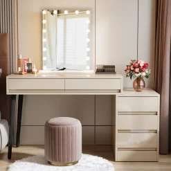 Modern Computer Desk Home Office Desk with 5 Storage Drawers
