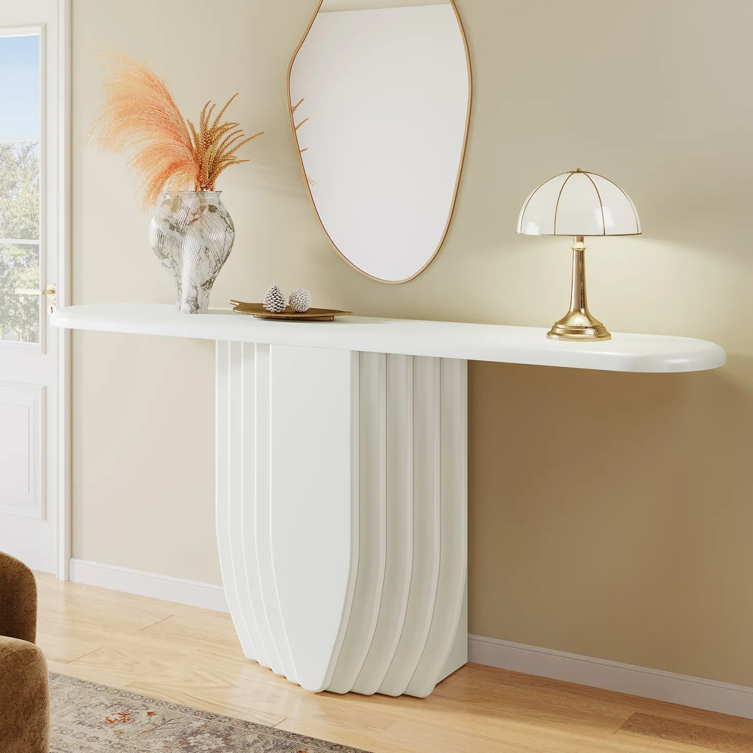 Modern Console Table, 63" Entryway Sofa Table with Geometric Base