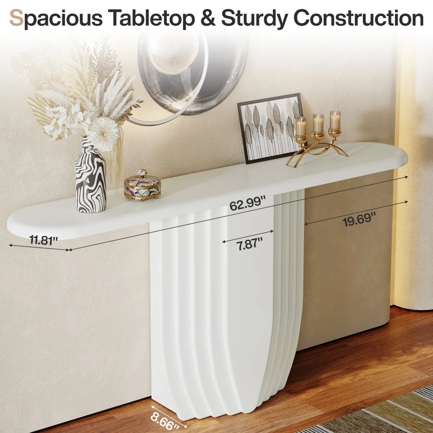 Modern Console Table, 63" Entryway Sofa Table with Geometric Base