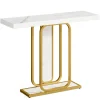 Modern Console Table, 41" Faux Marble Sofa Table with LED Lights