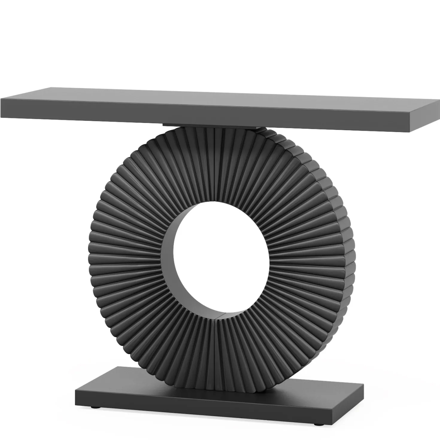 Modern Console Table 40" Wood Sofa Table with Geometric Base