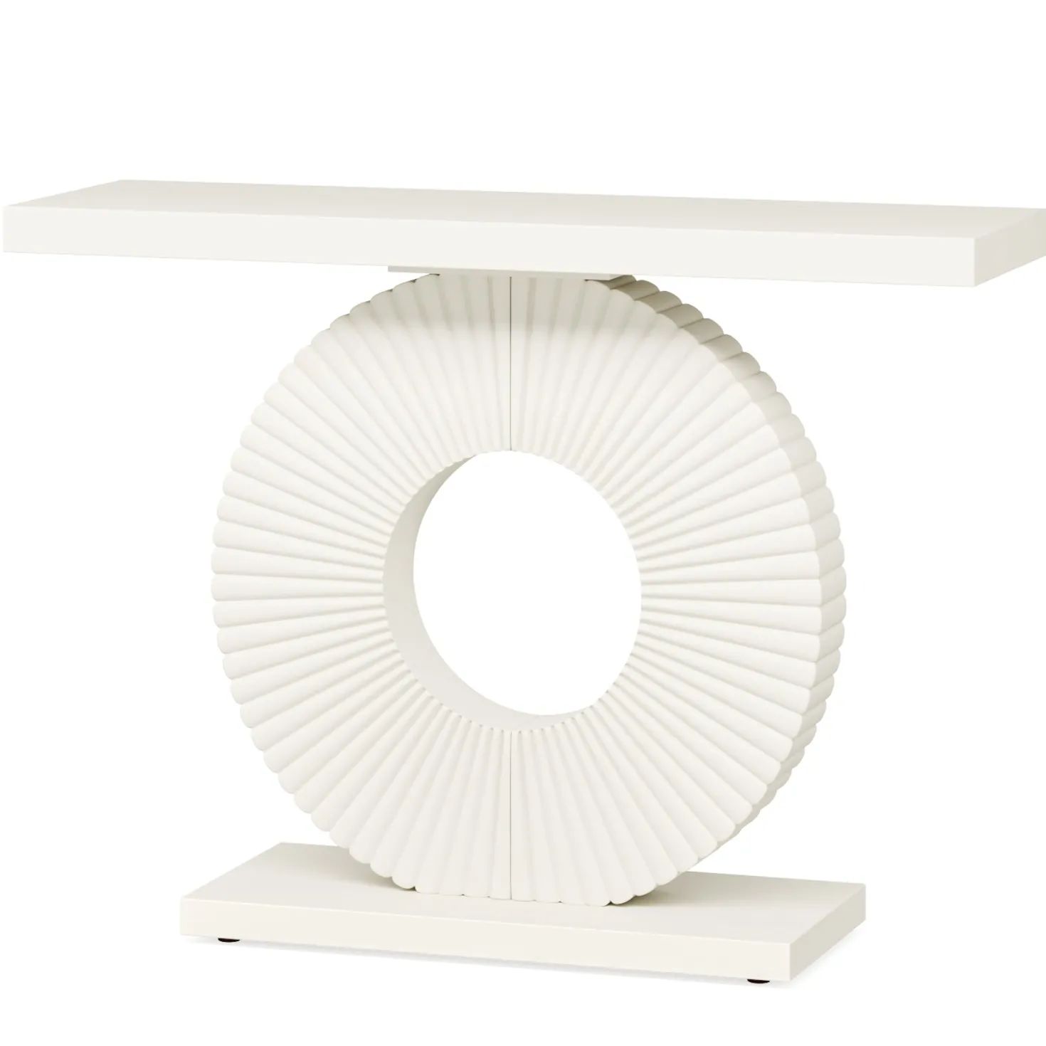 Modern Console Table 40" Wood Sofa Table with Geometric Base