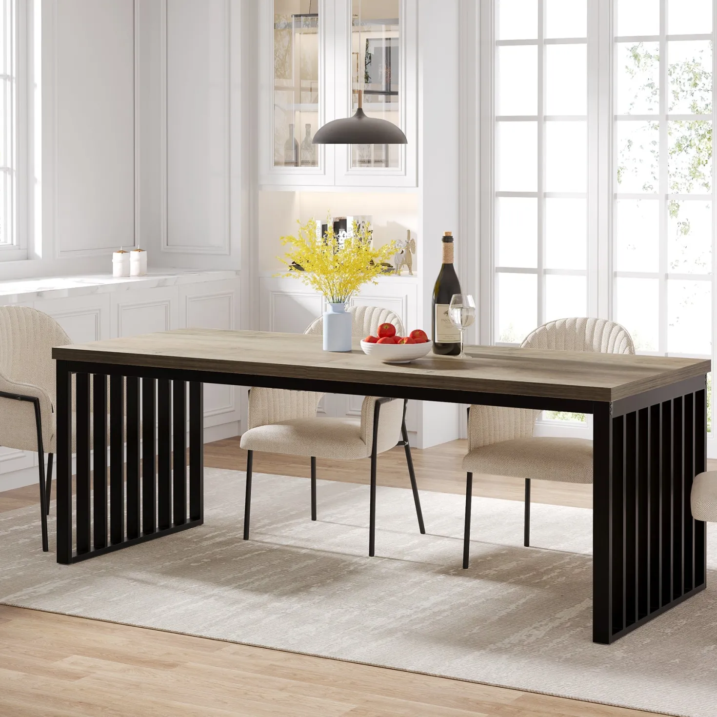 Modern Dining Table, 78.74 inches Sturdy Kitchen Table