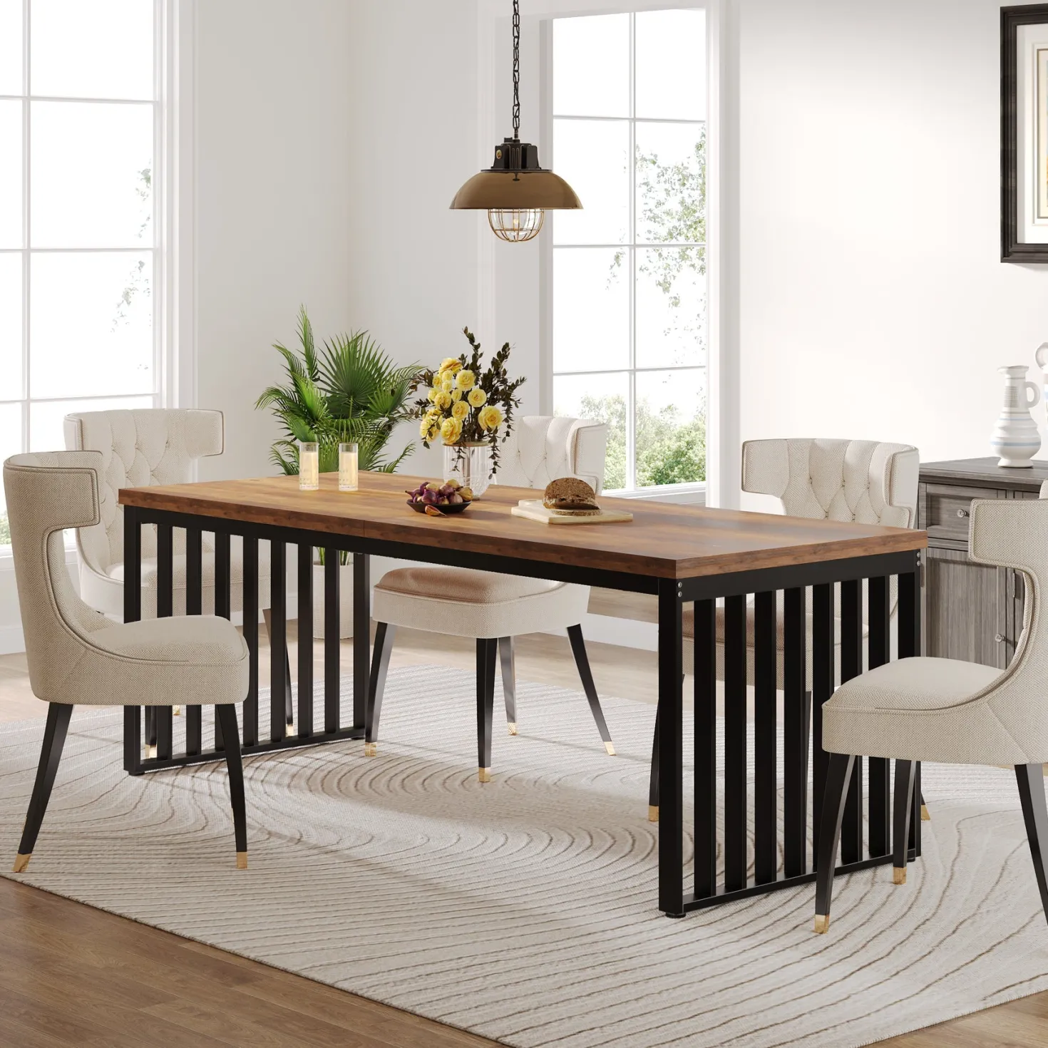 Modern Dining Table, 78.74 inches Sturdy Kitchen Table