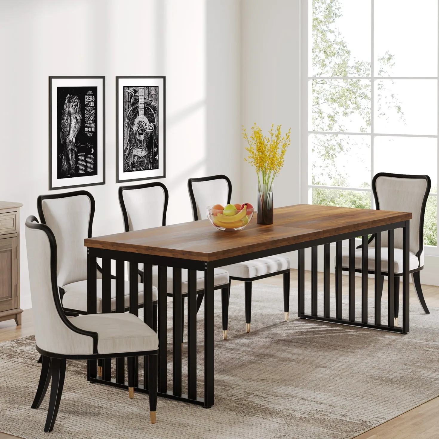 Modern Dining Table, 78.74 inches Sturdy Kitchen Table
