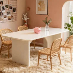 Modern Dining Table, 63" Large Rectangle Kitchen Table for 4-6 People