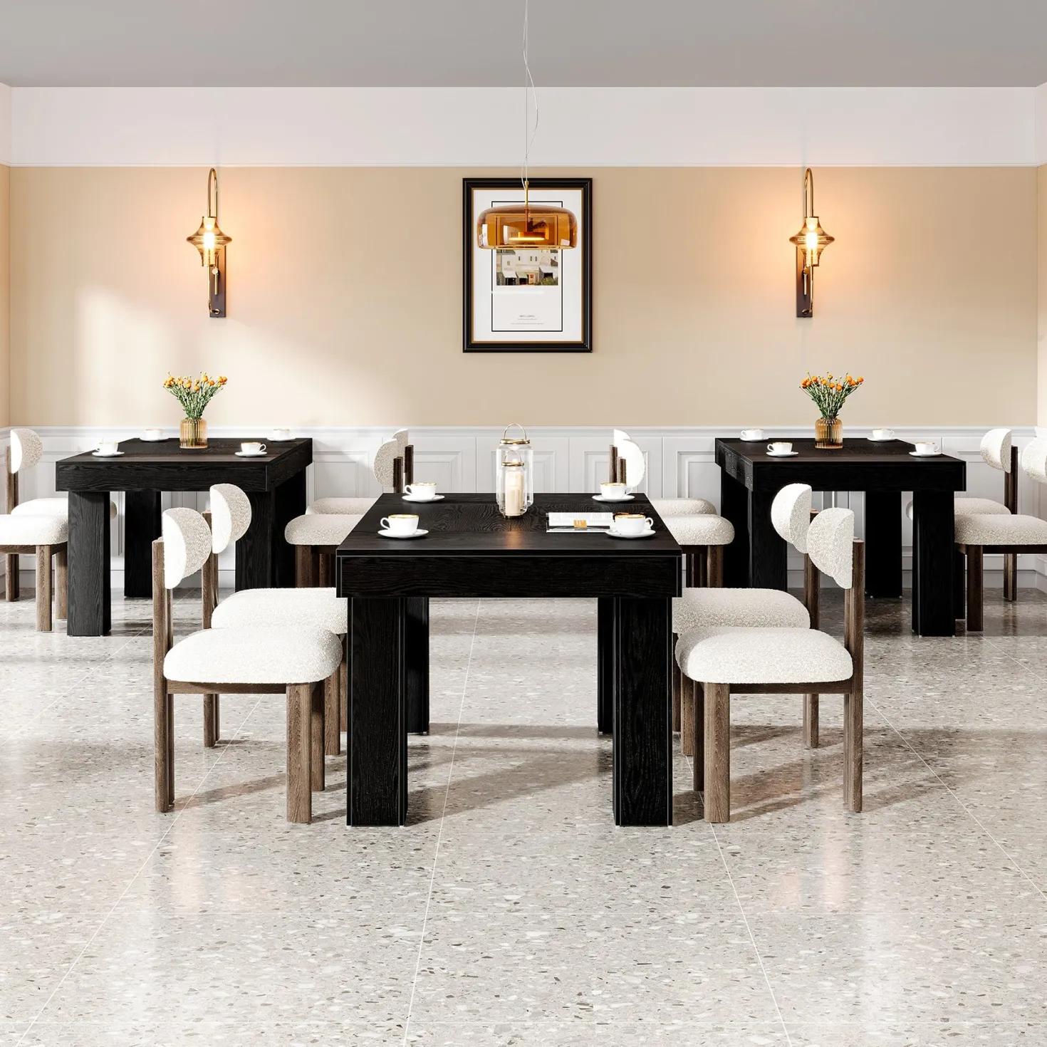 Modern Kitchen Table, 63" Dining Table Dinner Table for 4-6