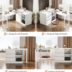 Modern Makeup Vanity, Dressing Table With 3 Drawers & Storage Shelves