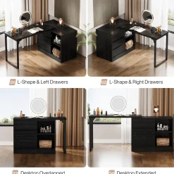Modern Makeup Vanity, Dressing Table With 3 Drawers & Storage Shelves
