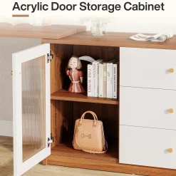 Modern Makeup Vanity, Dressing Table with 3 Drawers and Cabinet