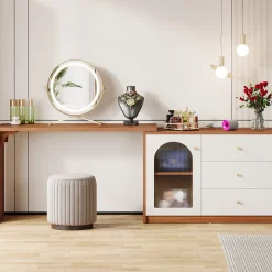 Modern Makeup Vanity, Dressing Table with 3 Drawers and Cabinet