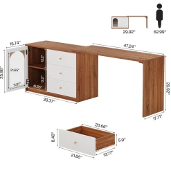 Modern Makeup Vanity, Dressing Table with 3 Drawers and Cabinet
