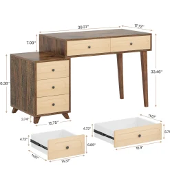 Modern Makeup Vanity Table, Dressing Table Set with 5 Drawers (Without Mirror & Stool)