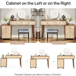 Modern Makeup Vanity Table, Dressing Table Set with 5 Drawers (Without Mirror & Stool)