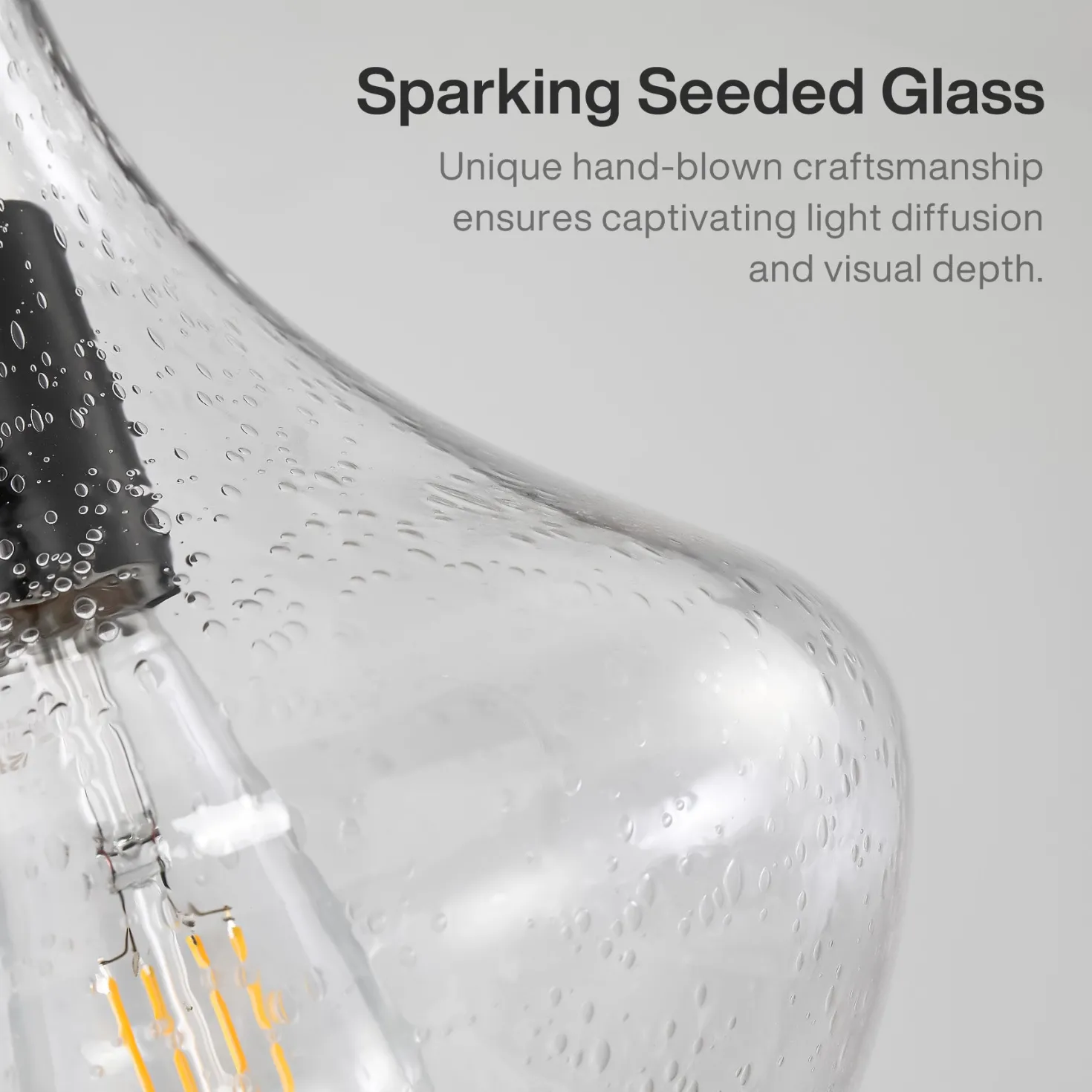 Modern Mini Pendant Light, Adjustable Height Bubble Glass Hanging Light Fixture
