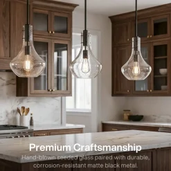 Modern Mini Pendant Light, Adjustable Height Bubble Glass Hanging Light Fixture