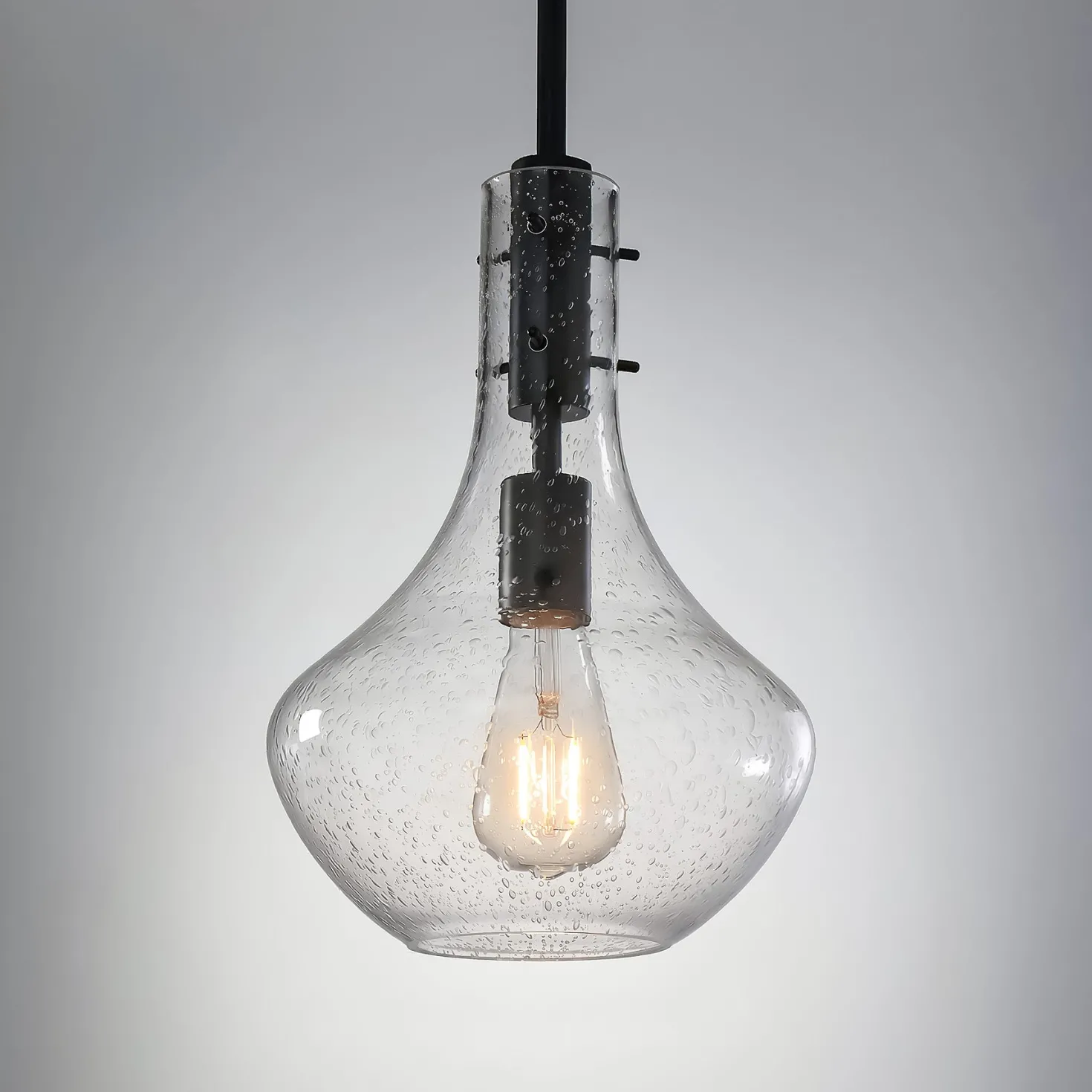 Modern Mini Pendant Light, Adjustable Height Bubble Glass Hanging Light Fixture