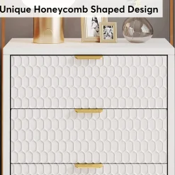 Modern Nightstand, 25.8" Tall Bedside Table with 3 Drawers