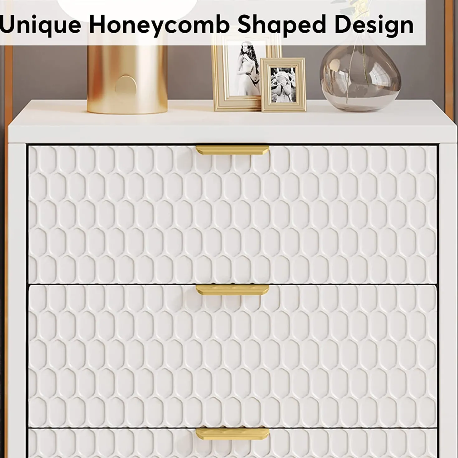 Modern Nightstand, 25.8" Tall Bedside Table with 3 Drawers
