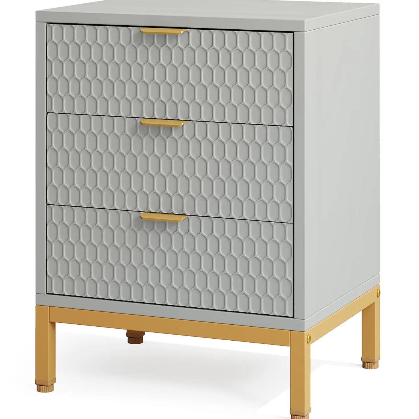 Modern Nightstand, 25.8" Tall Bedside Table with 3 Drawers