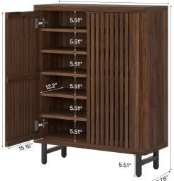 Modern Shoe Cabinet, 6-Tier Rack Organizer with Adjustable Shelves