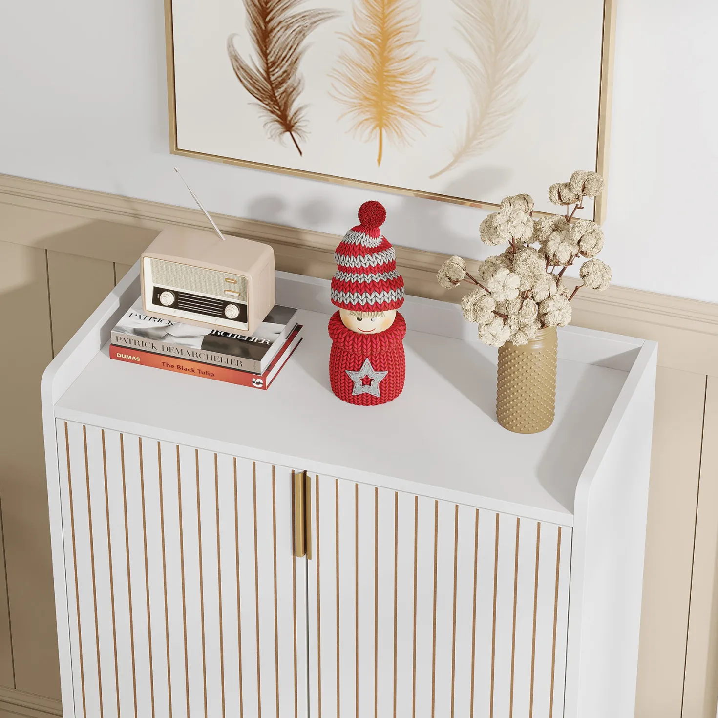 Modern Shoe Cabinet with Doors, 5-Tier Modern Shoe Rack Organizer