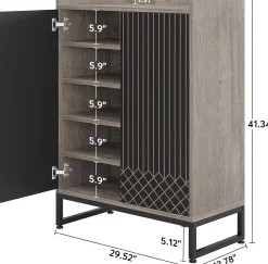 Modern Shoe Cabinet with Doors, 5-Tier Modern Shoe Rack Organizer